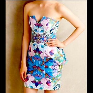 Anthropologie Strapless Floral Dress Small